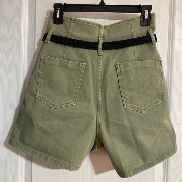 Zara High Waist Paper Bag Belted Buttoned Western Boho Jean Shorts Size XS - Picture 7 of 10